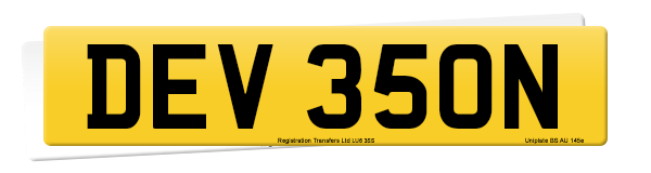 Registration number DEV 350N